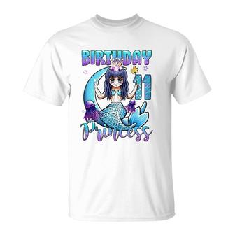 Mermaid Birthday Girl 11 Years Old Mermaid 11Th Birthday T-Shirt - Seseable