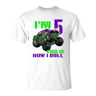 Monster Trucks Are My Jam 5Th Birthday Boy 5 Years Old Bday T-Shirt - Seseable