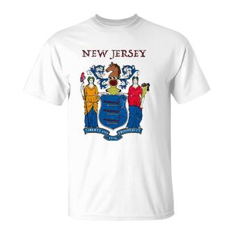 New Jersey State Seal Flag T-Shirt | Mazezy