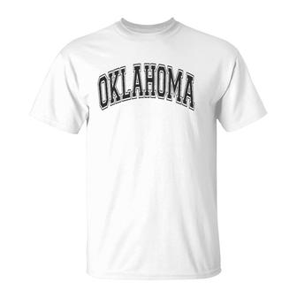 Oklahoma Varsity Style Black With Black Text T-Shirt | Mazezy