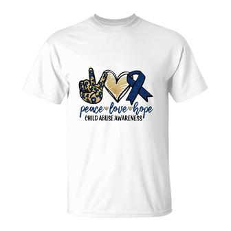 Peace Love Hope Child Abuse Awareness Glitter New T-Shirt - Seseable