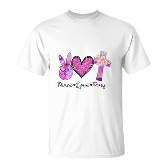 Peace Love Pray Cross Send Love Christian Idea Gift T-Shirt - Seseable