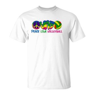 Peace Love Volleyball-Retro Stryle Volleyball Apparel Gifts T-Shirt | Mazezy