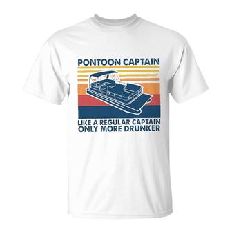 Pontoon Captain Like A Regular Captain New Blue Graphic T-Shirt - Seseable