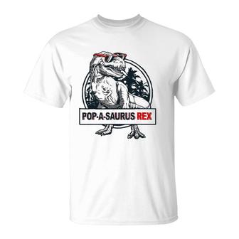 Popasaurus Rex Papa Grandpa Dinosaur Funny Fathers Day Gift T-Shirt | Mazezy