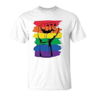Pride Month Merch Lgbt Rainbow Fist Lgbtq Gay Pride T-Shirt - Seseable