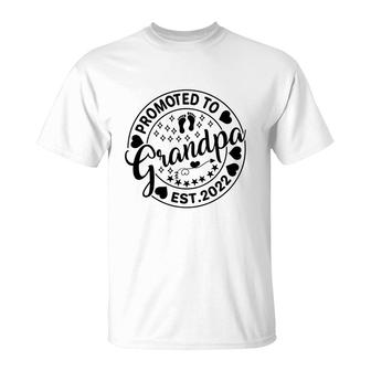 Promoted To Grandpa Est 2022 Circle Black Graphic Fathers Day T-Shirt - Seseable