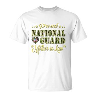 Proud National Guard Mother-In-Law Dog Tags Heart Army Mom T-Shirt - Seseable