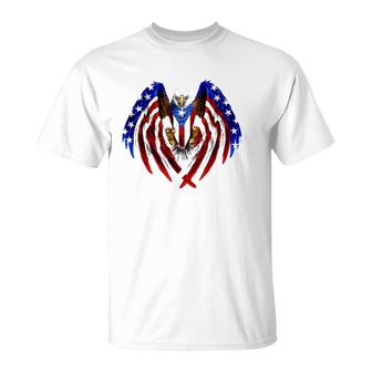 Puerto Rican American Flag Usa Eagleboricua Roots T-Shirt | Mazezy