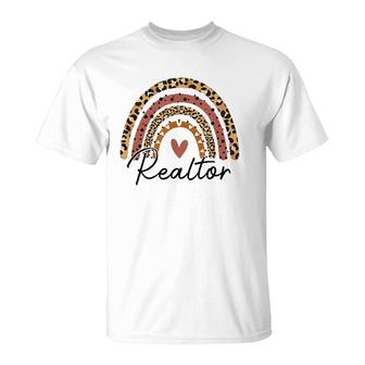 Realtor Leopard Rainbow Real Estate Agent Real Estate Life T-Shirt | Mazezy