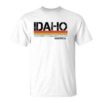 Retro Vintage Stripes Idaho Gift & Souvenir T-Shirt - Seseable