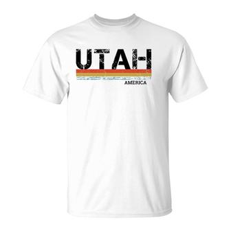 Retro Vintage Stripes Utah Gift & Souvenir T-Shirt - Seseable