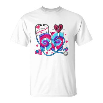 Rn Nurse Heart Tie Dye Color Nurse Life New 2022 T-Shirt - Seseable