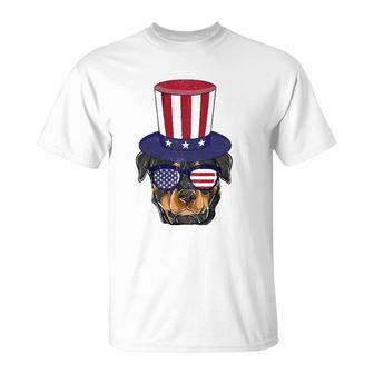 Rottweiler Patriotic Dog Mom & Dad S 4Th Of July Usa T-Shirt - Seseable