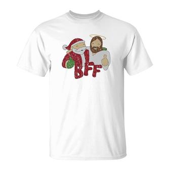 Santa And Jesus Are Best Friends Christmas T-Shirt - Monsterry UK
