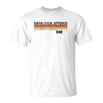 Saratoga Springs Vintage Retro Stripes T-Shirt - Seseable