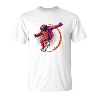 Skateboard Cosmonaut Space Science Gift Funny Astronaut T-Shirt | Mazezy