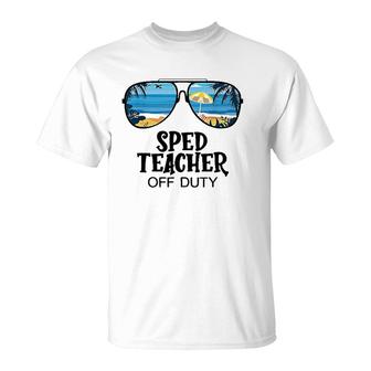 Sped Teacher Off Duty Sunglasses Beach Hello Summer T-Shirt - Seseable