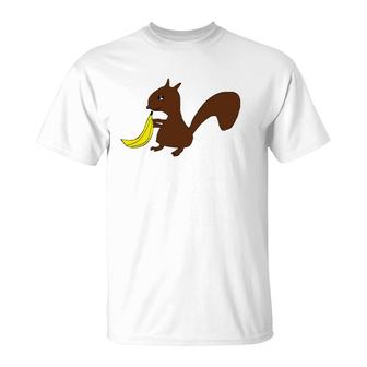 Squirrel With Banana Cute Graphic T-shirt - Thegiftio UK