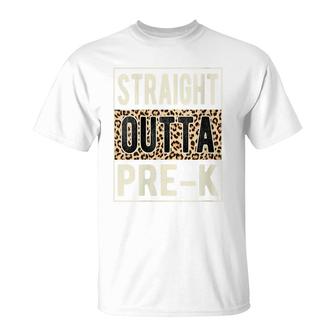 Straight Outta Pre K Leopard Graduation High School Teacher T-shirt - Thegiftio UK