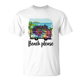 Summer Time Beach Please Retro Summer Beach T-Shirt - Seseable