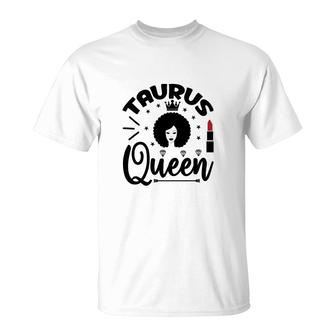 Taurus Curly Hair Queen Lipstick Decoration T-Shirt - Seseable