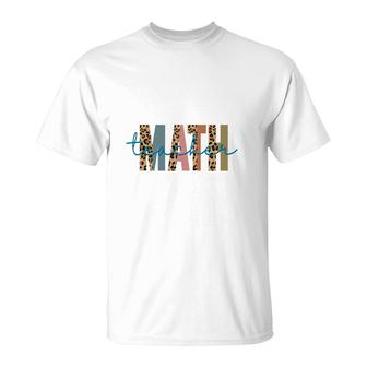 Teacher Math Leopard Design Half Leopard T-Shirt - Seseable