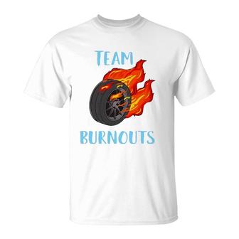 Team Burnouts Gender Reveal Party Idea For Baby Boy Reveal T-Shirt - Seseable