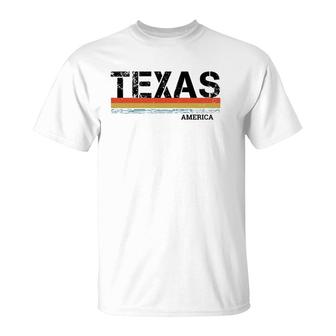 Texas Retro Vintage Stripes Gift & Souvenir For Texas T-Shirt - Seseable