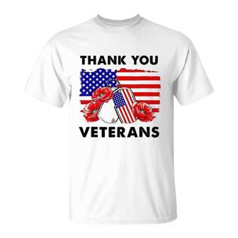Thank You Veterans Poppy Flower Veteran Day 2022 Trend T-Shirt - Seseable