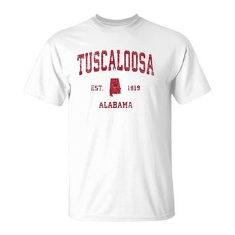 Tuscaloosa Alabama Al Vintage Sports Design Red Print T-Shirt | Mazezy