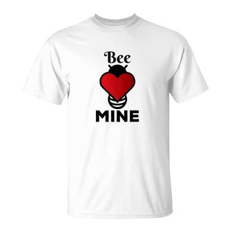 Valentines Day Bee Mine Funny Heart Tees Couple Gifts T-Shirt - Monsterry