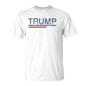 Vintage Retro Style Stripes Trump 2024 T-Shirt - Seseable