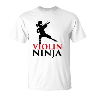 Violin Ninja Violinist Player Music Orchestra Gift T-Shirt - Seseable