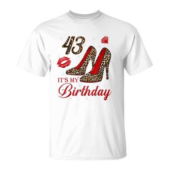 Women Its My 43Rd Leopard High Heels Happy 43Th Birthday T-Shirt - Seseable
