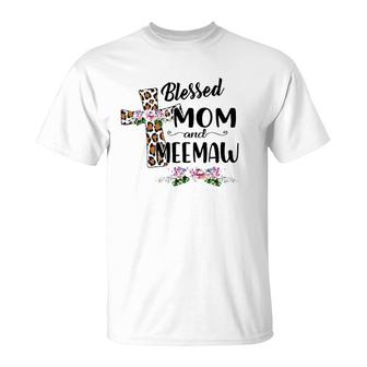 Womens Blessed To Be Called Mom And Meemaw Floral Mothers Day T-Shirt | Mazezy CA