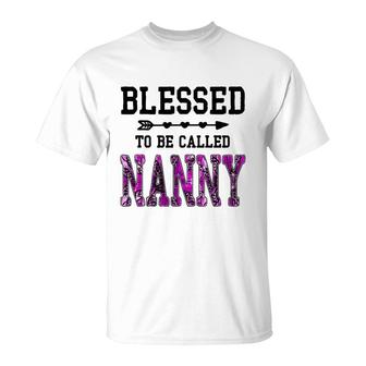 Womens Blessed To Be Called Nanny Mothers Day Floral Grandma T-Shirt - Seseable