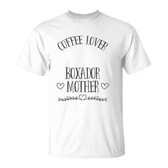 Womens Boxador Mom Dog & Coffee Lover Gift Funny Slogan Pun Gift V-Neck T-Shirt | Mazezy