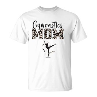 Womens Gymnastics Mom Leopard Print Womens Proud Gymnast Mother T-Shirt | Mazezy