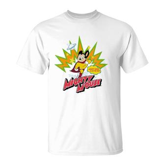 Womens Mighty Mouse Is On The Way V-Neck T-Shirt | Mazezy