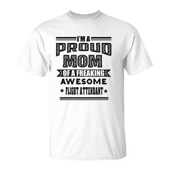 Womens Proud Mom Of An Awesome Flight Attendant Women Gifts T-Shirt - Seseable