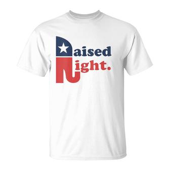 Womens Raised Right Republican Elephant Retro Style Distressed Gift V-Neck T-Shirt | Mazezy AU