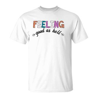 Womens Vintage Colors Feeling Good As Hell V-Neck T-Shirt | Mazezy