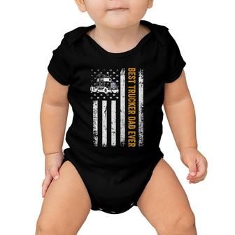 Vintage Usa Best Trucker Dad Ever American Flag Fathers Day Baby Onesie