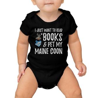 Books And Maine Coon Funny Cat Mom Or Cat Dad Gift Baby Onesie | Mazezy