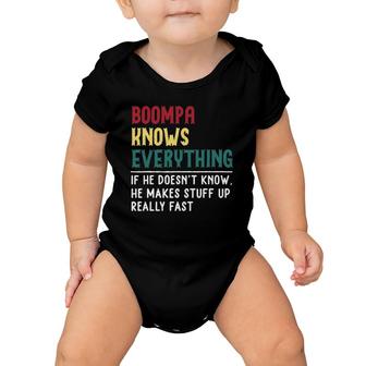 Boompa Know Everything Fathers Day For Funny Grandpa Boompa Baby Onesie - Seseable