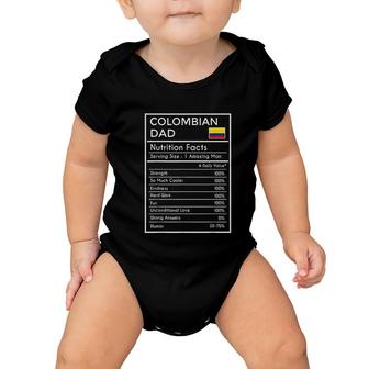 Colombian Dad Gift Funny Nutrition Facts Fathers Day Baby Onesie - Monsterry