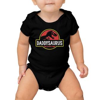 Daddysaurus Dad Husband Fathers Day Gift Matching Dinosaur Raglan Baseball Tee Baby Onesie - Seseable