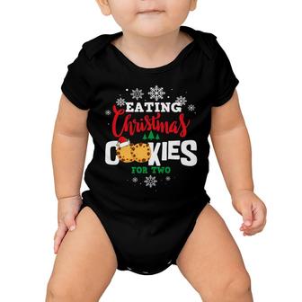 Eating Xmas Cookies For Two Mommy Pregnancy Christmas Baby Onesie - Monsterry AU
