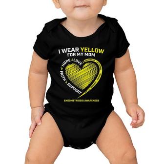 I Wear Yellow For My Mom Gifts Cute Endometriosis Awareness Baby Onesie | Mazezy